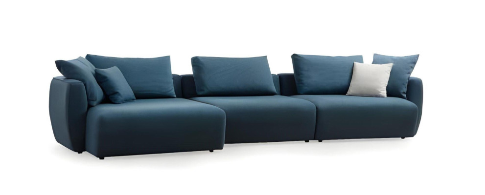 Luksusa moderns zils L formas stūra dīvāns viesistabai