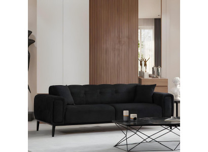 Elegants trīs sēdvietu pelēki-melns dīvāns viesistabai 3 gabali