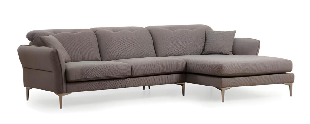 Pelēki-balts dizaina stūra dīvāns viesistabai ar krēslu