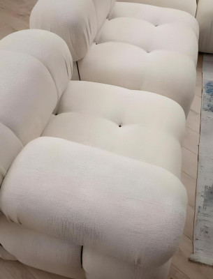 Balts un brūns dizaina stūra dīvāns L formas viesistabai