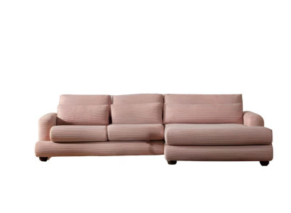 Ekskluzīvs rozā stūra dīvāns ar modernu L formas dizainu Ekskluzīvs rozā stūra dīvāns ar modernu L formas dizainu
