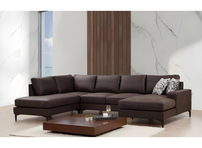 Modern pelēks dizaina dīvāns dzīvojamai istabai U formas auduma dīvāns