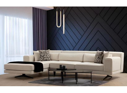 Luksusa balts U formas dizaina dīvāns viesistabai