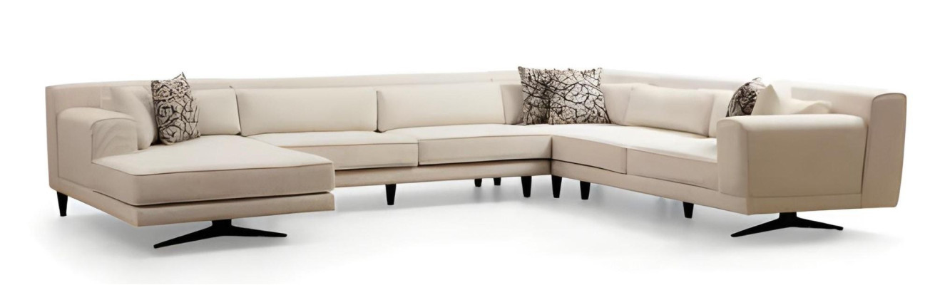 Luksusa balts U formas dizaina dīvāns viesistabai