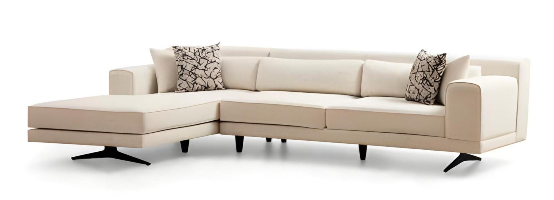 Luksusa balts U formas dizaina dīvāns viesistabai