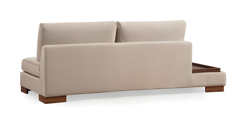 Beige auduma L formas dīvāns viesistabai, elegants polsterēts dīvāns