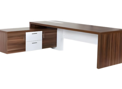 Moderns stūra galds luksusa koka brūnā baltā krāsā