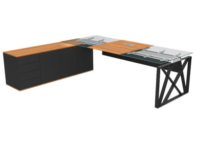 Luksusa stūra galda stikla galds