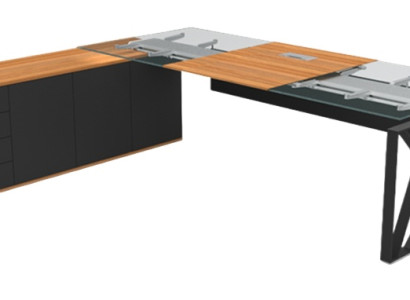 Luksusa stūra galda stikla galds