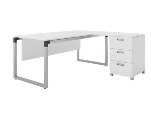 Balts biroja mēbeļu stūra galds