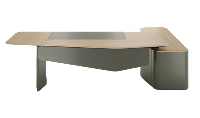 Elegants brūns pelēks stūra rakstāmgalds