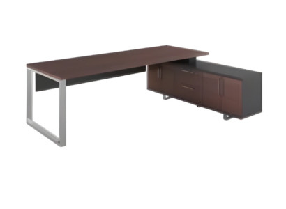 Luksusa stūra galds brūnā un melnā krāsā modernam darba vietai