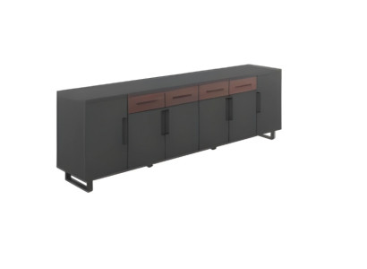 Eleganta melna un brūna skapīša dokumentiem, luksusa biroja mēbeles, koka skapis