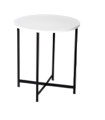 Mūsdienīga apaļa kafijas galdiņš ar baltu koka virsmu