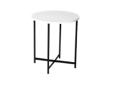 Mūsdienīga apaļa kafijas galdiņš ar baltu koka virsmu