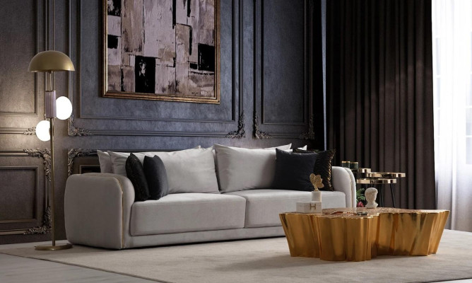 Mūsdienu 3-vietīgs kanape ar elegantu dizainu viesistabai