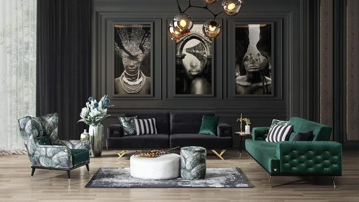 Dzīvojamās istabas mēbeļu komplekts ainavas dīvāns sēdvietu komplekts stūra dīvāns 6 gabali