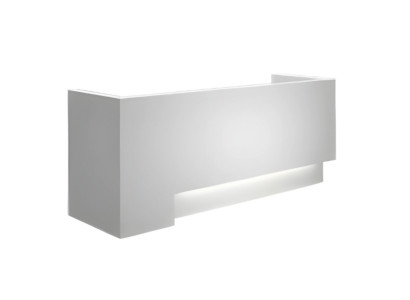 Eleganta balta recepcija koka mēbeles darba videi