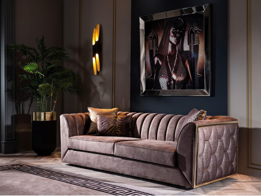 Mūsdienu 2-vietīgs luksusa dizaina dīvāns ar apdari jauns audums