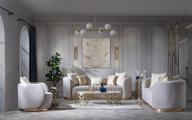 Bežs auduma 3-vietīgs dīvāns modernā dizainā