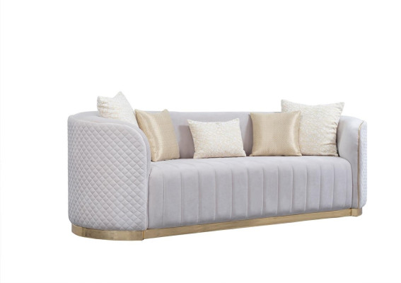 Bežs auduma 3-vietīgs dīvāns modernā dizainā