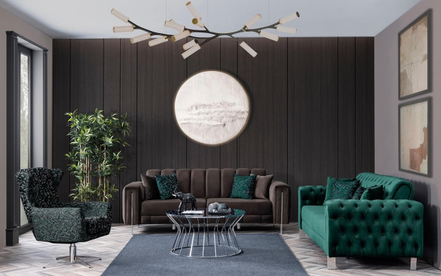 Luksusa 3-vietīgs dīvāns, moderns polsterēts komplekts, jauns audums, mājas mēbeles