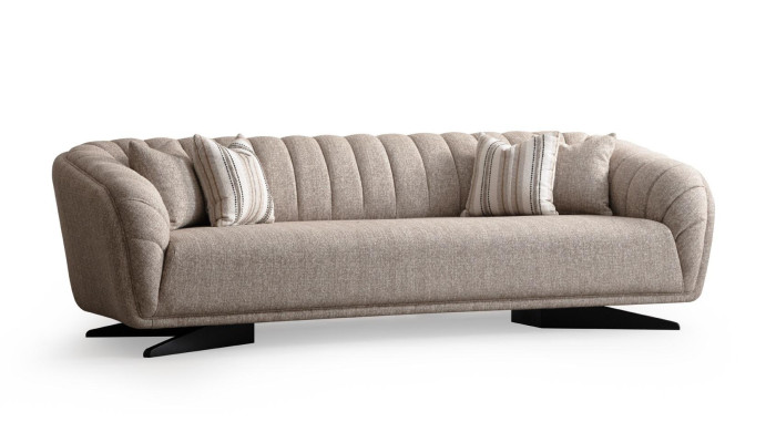 Mūsdienu dizaina pelēks auduma 3-vietīgs dīvāns