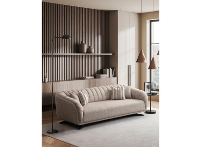 Mūsdienu dizaina pelēks auduma 3-vietīgs dīvāns