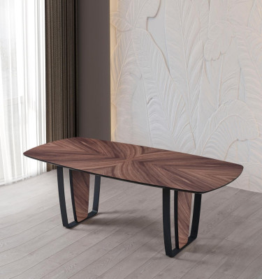 Luksusa ēdamgalda virtuves galds melns koks