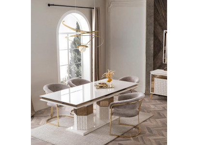 Luksusa zelta dizaina koka ēdamgalds