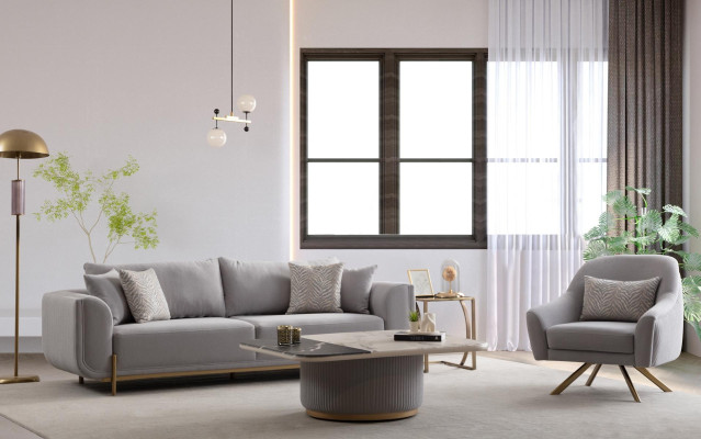 Dīvāns 3+3+1 vietas Jaunais dizains Dīvāni Krēsli Audums Relaks Moderns