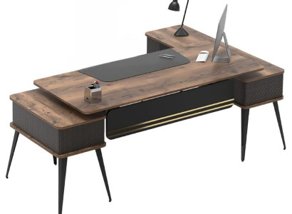 Brūna un melna koka galda komplekts