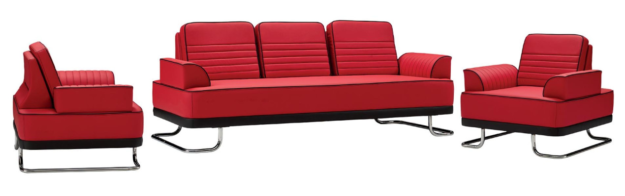 3 daļu dīvānu komplekts 3+1+1 ādā estētiski izcilam viesistabai