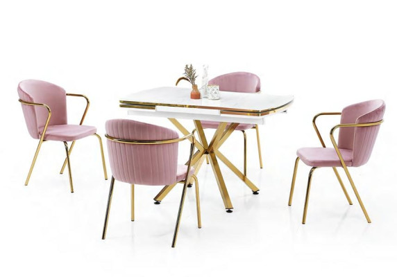 Ēdamistabas krēsls ar rokturi rozā un nerūsējošā tērauda