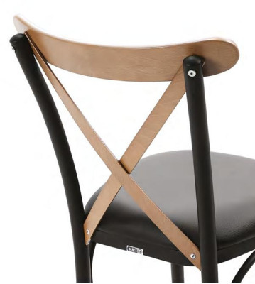 Ēdamistabas krēsls, viesistabas krēsls, koka krēsls ar melnu polsterētu sēdekli