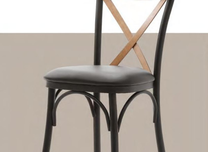 Ēdamistabas krēsls, viesistabas krēsls, koka krēsls ar melnu polsterētu sēdekli Ēdamistabas krēsls, viesistabas krēsls, koka krēsls ar melnu polsterētu sēdekli