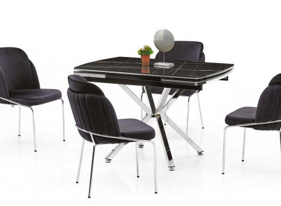 Ēdamzāles krēsls, viesistabas krēsls, polsterēts krēsls ar metāla kājām melnā krāsā Ēdamzāles krēsls, viesistabas krēsls, polsterēts krēsls ar metāla kājām melnā krāsā