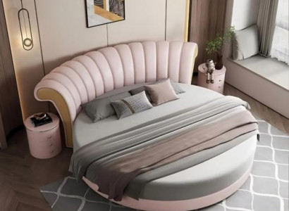 Moderns bežs gultas dizains guļamistabai