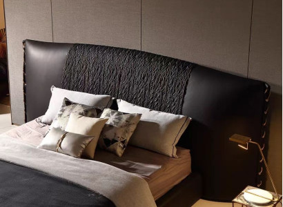 Mūsdienu melna gulta, polsterēta, luksusa, ekskluzīva