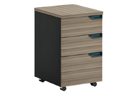 Melna un brūna mobilā komode ar 3 atvilktnēm un riteņiem birojam Melna un brūna mobilā komode ar 3 atvilktnēm un riteņiem birojam