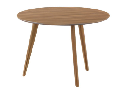 Mūsdienu apaļais kafijas galdiņš ar vienkāršiem koka kājām