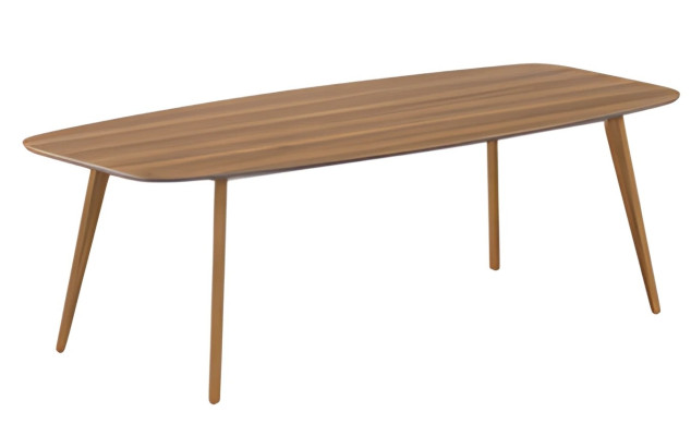 Mūsdienu viesistabas galds ar uzglabāšanu un elegantiem koka kājām