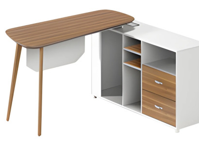 Mūsdienu balta koka galds ar plānām kājām