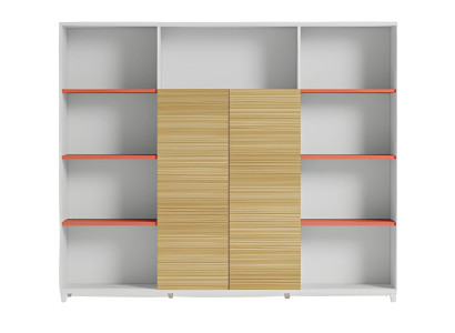 Eleganta galda lampa ar koka plauktiem un oranžiem akcentiem