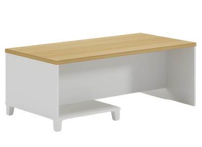 Mūsdienu viesistabas galds ar baltu rāmi un koka virsmu elegantiem interjeriem