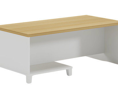 Mūsdienu viesistabas galds ar baltu rāmi un koka virsmu elegantiem interjeriem