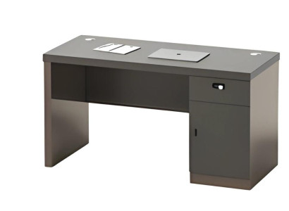 Mūsdienu melnais galds ar uzglabāšanu un kabeļu pārvaldību