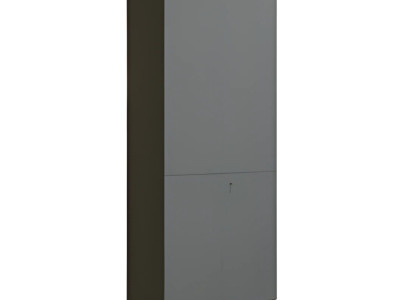 Mūsdienīga pelēka biroja skapja ar slēdzenēm