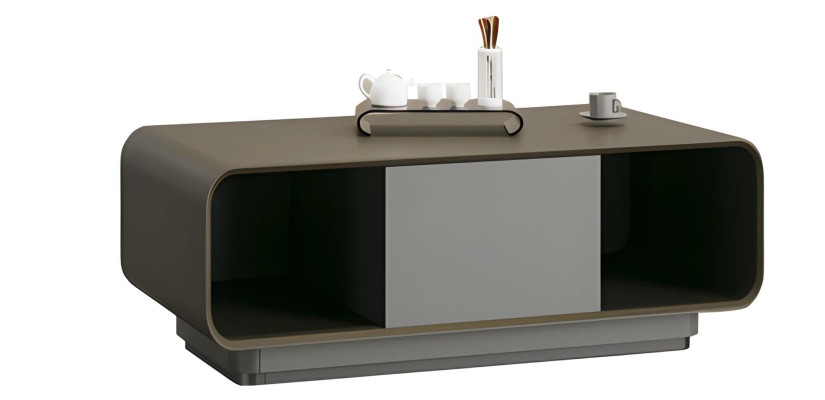 Mūsdienu melns un pelēks kafijas galdiņš ar uzglabāšanu