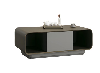 Mūsdienu melns un pelēks kafijas galdiņš ar uzglabāšanu